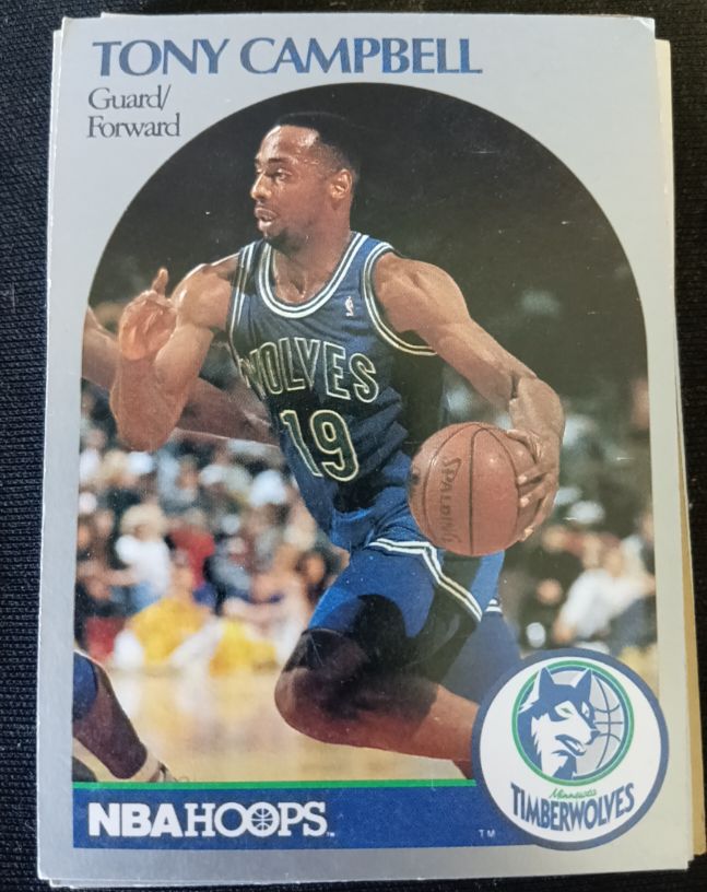 1990-91 NBA Hoops #185 Tony Campbell — front