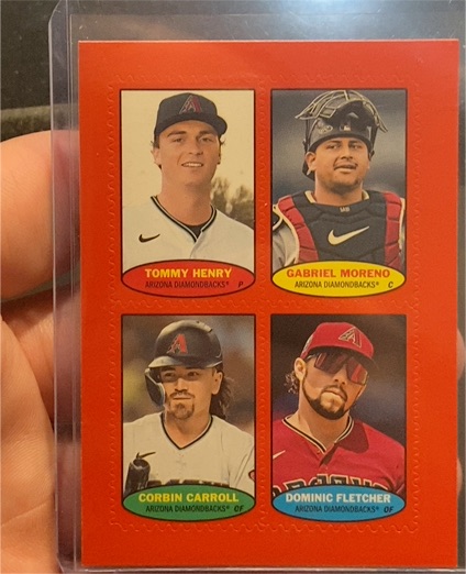 2023 Topps Heritage High Number #74S Tommy Henry / Gabriel Moreno / Corbin Carroll / Dominic Fletcher — front