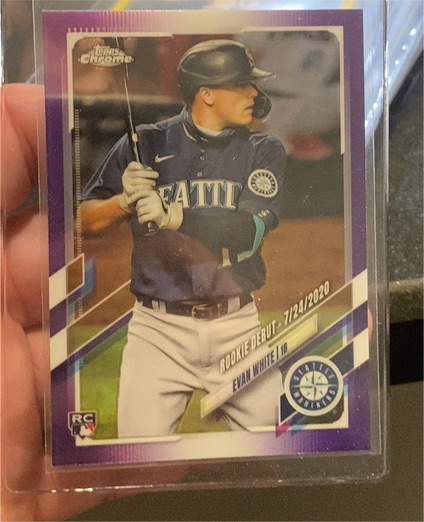 2021 Topps Chrome Update #USC46 Evan White Rookie Debut Purple Refractor — front