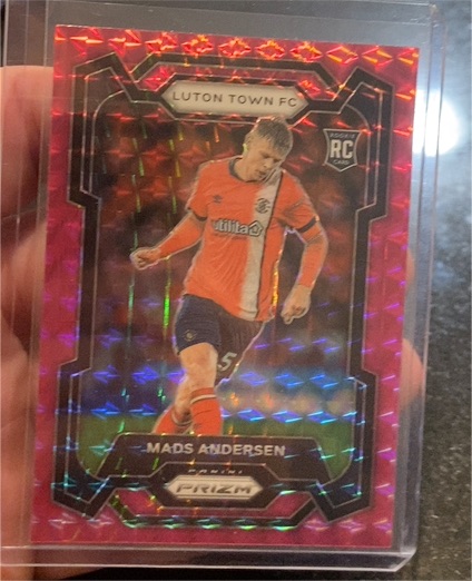 2023-24 Panini Prizm EPL Pink Mosaic #297 Mads Andersen RC — front