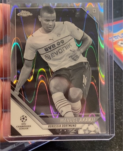 2021-22 Topps Chrome UEFA Champions League Black & White RayWave Refractor #57 Manuel Akanji — front