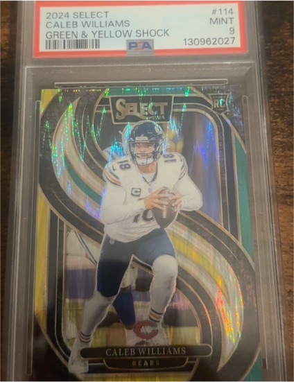 2024 Panini Select #114 Caleb Williams Green & Yellow Shock — front