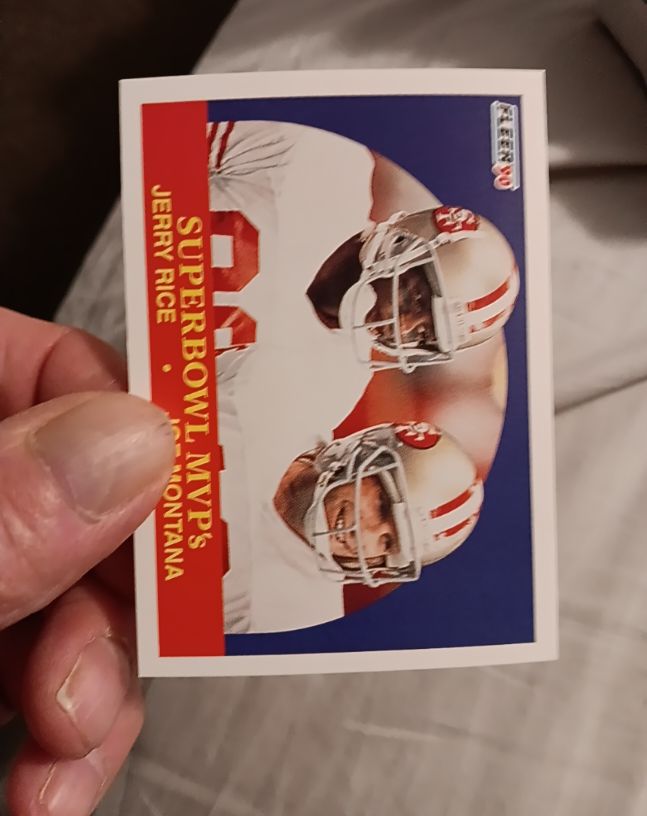 1990 Fleer #397 Superbowl MVP's Joe Montana, Jerry Rice — front