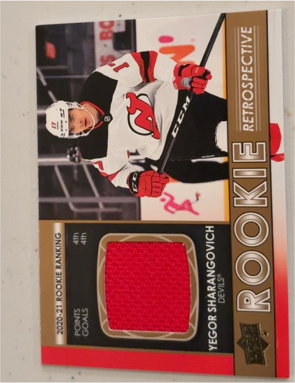 2021-22 Upper Deck Series 1 #RR-5 Yegor Sharangovich Rookie Retrospective — front