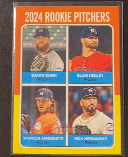 2024 Topps Heritage High Number #619 Rookie Pitchers (Dubin/Henley/Arrighetti/Hernandez) — front
