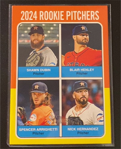 2024 Topps Heritage High Number #619 Rookie Pitchers Shawn Dubin Blair Henley Spencer Arrighetti Nick Hernandez — front