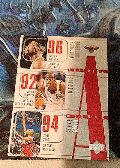 1996-97 Upper Deck #136 Dikembe Mutombo, Mookie Blaylock, Steve Smith — front