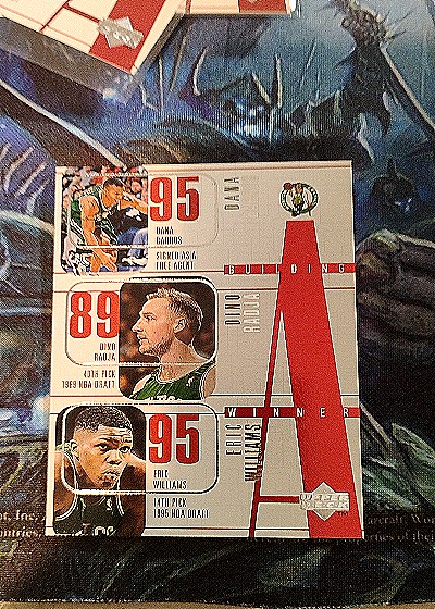 1996-97 Upper Deck Building a Winner #137 Dana Barros / Dino Radja / Eric Williams — front