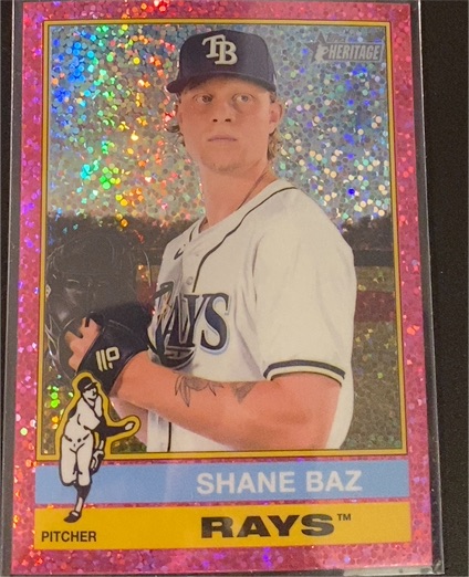2025 Topps Heritage Chrome Pink Sparkle #363 Shane Baz — front