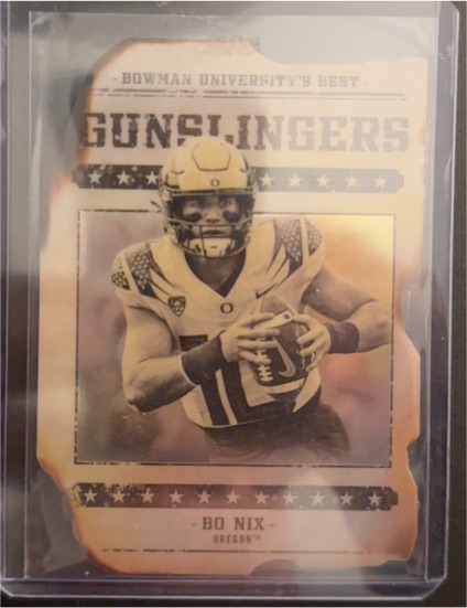 2022 Bowman University’s Best Gunslingers Die-Cut #GB-15 Bo Nix — front