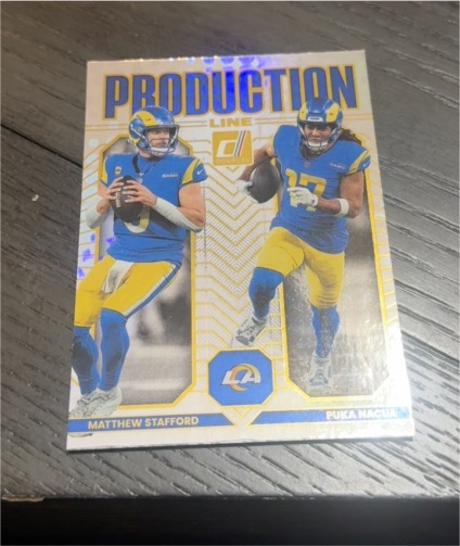 2025 Donruss Production Line #1 Matthew Stafford/Puka Nacua — front