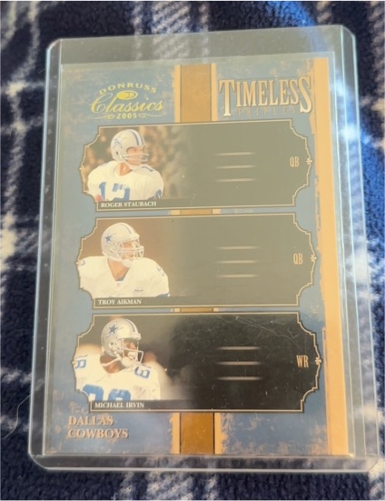 2005 Donruss Classics Timeless Triples #TT-4 Roger Staubach/Troy Aikman/Michael Irvin — front