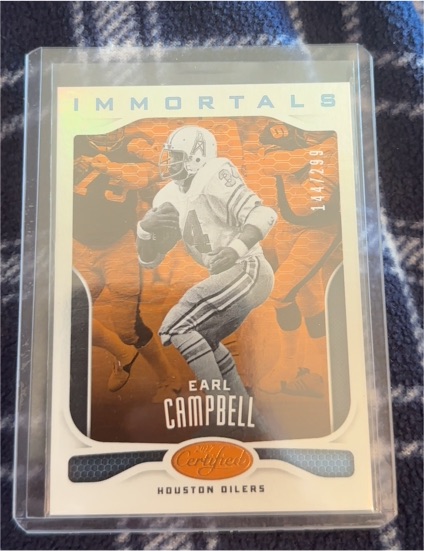 2017 Panini Certified Immortals Mirror Orange #129 Earl Campbell — front