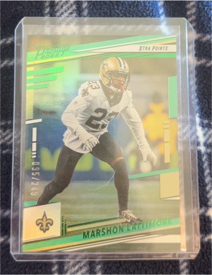 2022 Panini Prestige Marshon Lattimore Xtra Points Green #/249 — front