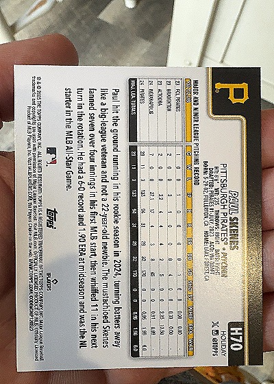 2025 Topps Holiday #H70 Paul Skenes — back