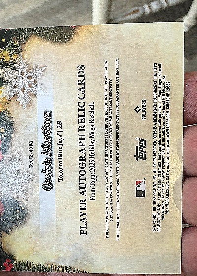 2025 Topps Holiday Mega #PAR-OM Orelvis Martinez — back