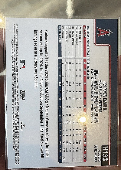 2024 Topps Holiday #H133 Caden Dana — back