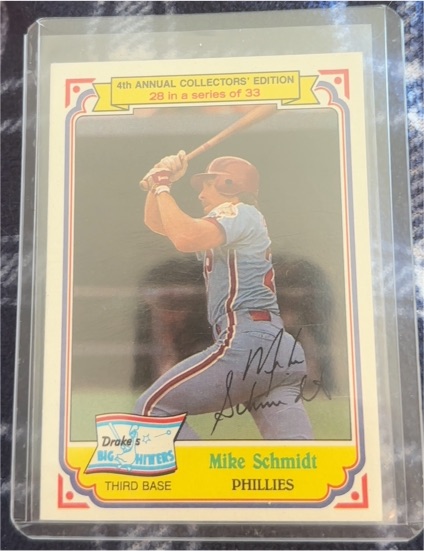 1984 Topps Drake's Big Hitters #28 Mike Schmidt — front