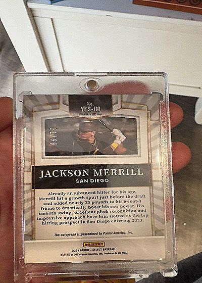 2023 Panini Select Youth Explosion #YES-JM Jackson Merrill — back