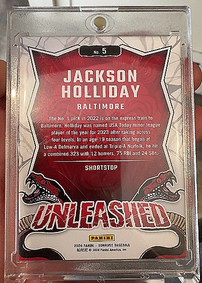 2024 Panini Donruss Unleashed #5 Jackson Holliday — back