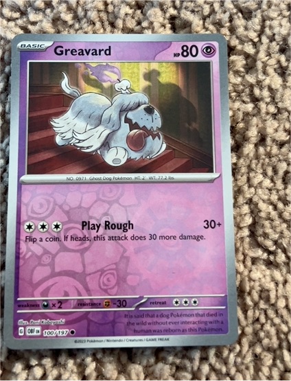 2023 Pokémon Obsidian Flames #100 Greavard — front