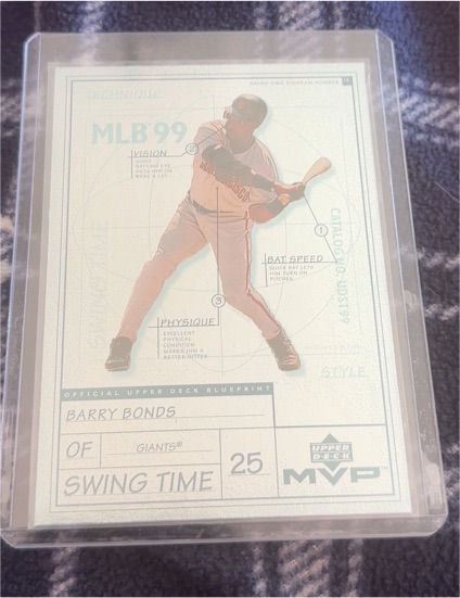 1999 Upper Deck MVP Swing Time #S7 Barry Bonds — front