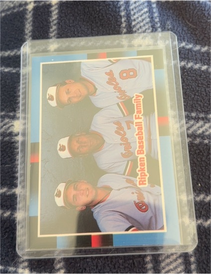 1988 Donruss #625 Ripken Baseball Family Cal Ripken Jr., Cal Ripken Sr., Billy Ripken — front
