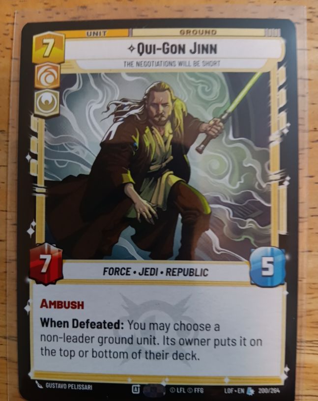 Star Wars Unlimited Legends of the Force #200 Qui-Gon Jinn The Negotiations Will Be Short — front