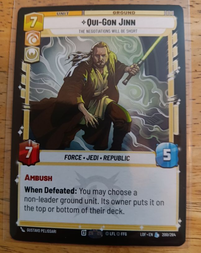Star Wars Unlimited Legends of the Force #200 Qui-Gon Jinn The Negotiations Will Be Short — front
