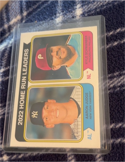2023 Topps Heritage #202 2022 Home Run Leaders Aaron Judge / Kyle Schwarber — front