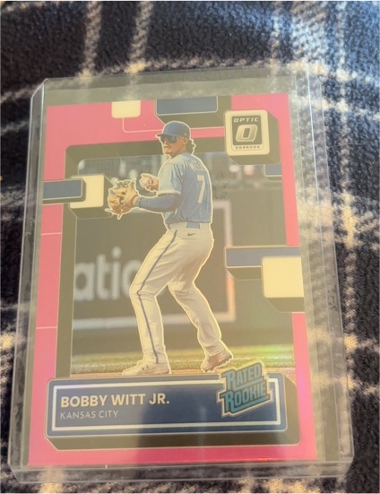 2022 Donruss Optic #98 Bobby Witt Jr. Rated Rookie Pink Prizm — front