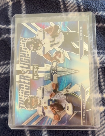 2021 Panini Playoff Thunder and Lightning #TL-10 Russell Wilson, DK Metcalf — front