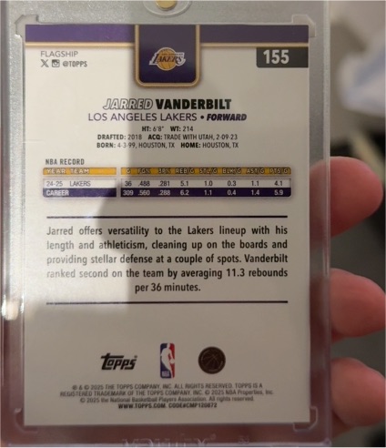 2025-26 Topps #155 Jarred Vanderbilt — front