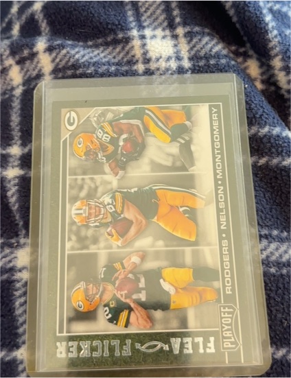 2017 Playoff Football Flea Flicker #4 Aaron Rodgers/Jordy Nelson/Ty Montgomery — front