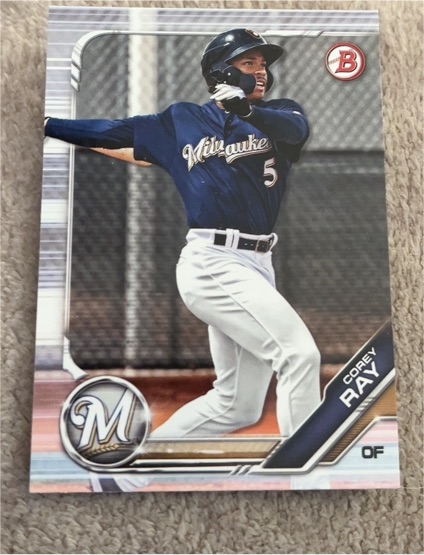 2019 Bowman #BP-12 Corey Ray Milwaukee Brewers — front