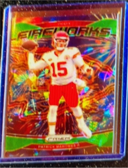 2024 Panini Prizm #1 Patrick Mahomes II Fireworks Green Wave Prizm — front