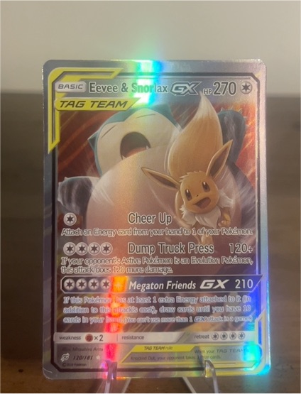2019 Pokémon Sun & Moon Team Up #120 Eevee & Snorlax GX — front