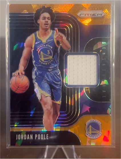 2019-20 Panini Prizm Sensational Swatches Orange Ice #SS-JPL Jordan Poole — front