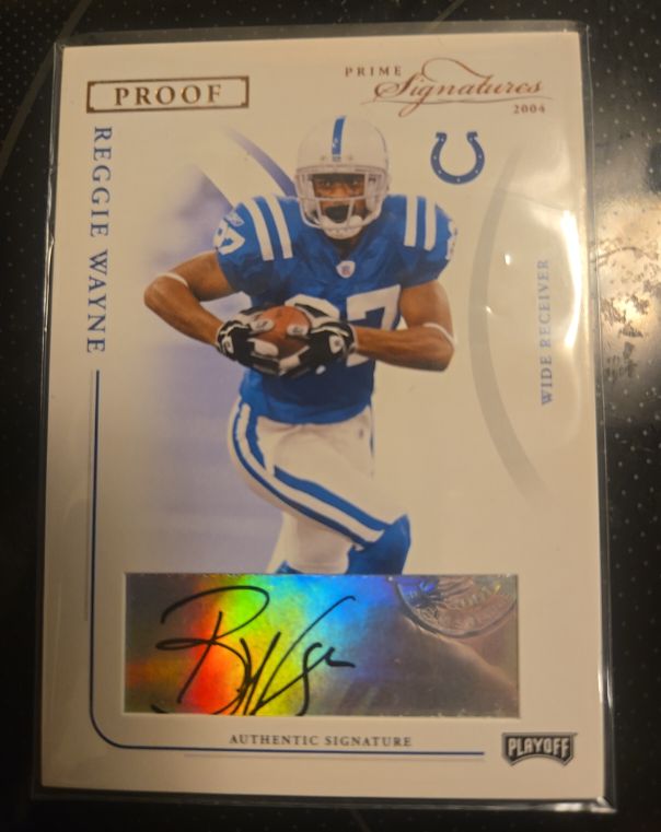 2004 Playoff #47 Reggie Wayne Prime Signatures Proof — front