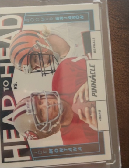 2024 Panini Encore Pinnacle Head to Head #14 Joe Montana / Boomer Esiason — front