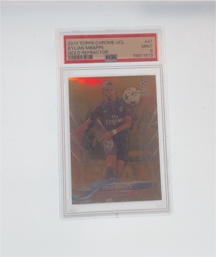 2017 Topps Chrome UCL #41 Kylian Mbappe Gold Refractor — front
