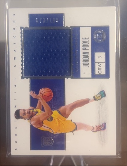 2019-20 Panini Encased Substantial Swatches #GSW 3 Jordan Poole — front
