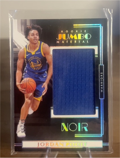 2019-20 Panini Noir #3 Jordan Poole Rookie Jumbo Material — front