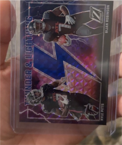 2023 Panini Zenith Thunder & Lightning #1 Bijan Robinson & Kyle Pitts — front