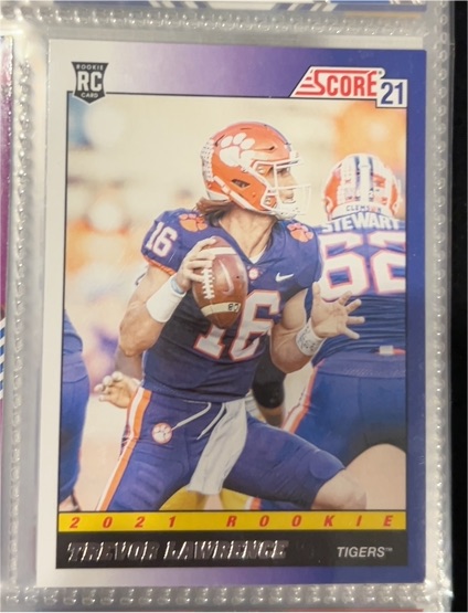 2021 Panini Score #TB1 Trevor Lawrence 1991 Throwback Rookie — front