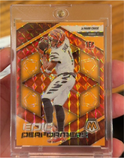 2025 Panini Mosaic #1 Ja'Marr Chase Epic Performers Orange Fluorescent — front