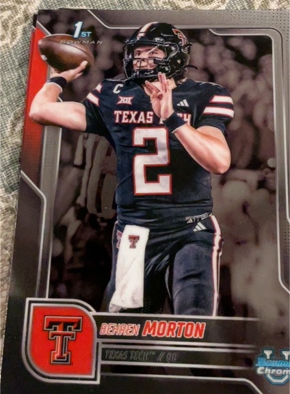 2025 Bowman Chrome University #110 Behren Morton — front