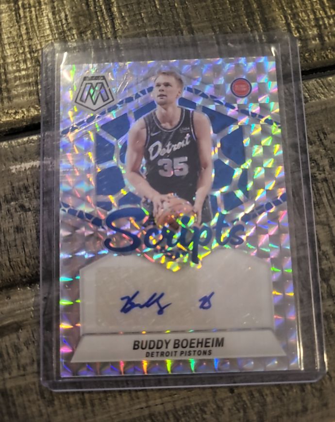 2023-24 Panini Mosaic #MS-BBP Buddy Boeheim Scripts Silver Auto — front