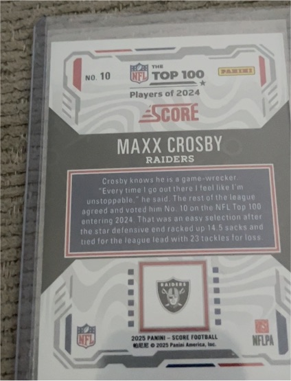 2025 Panini Score #10 Maxx Crosby — front