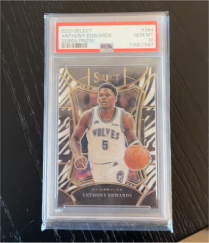 2023 Panini Select #384 Anthony Edwards Zebra Prizm — front